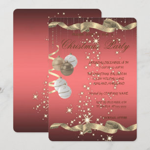 Invitation Boules de Noël élégantes, Étincelles, Fête de Noël