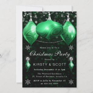 Invitation Boules de Noël en Agate Verte pour Dîner de Noël