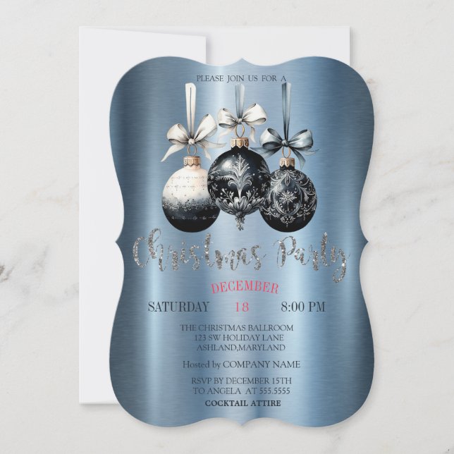 Invitation Boules de Noël, Fête Compagnie Métallurgique Bleue (Devant)