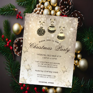 Invitation Boules de Noël, Flocons de Neige Fête de l'Entrepr