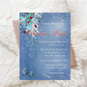 Invitation Boules de Noël,Flocons de neige ,Fête d'entreprise