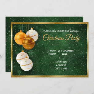 Invitation Boules De Noël Gold Et Whiite