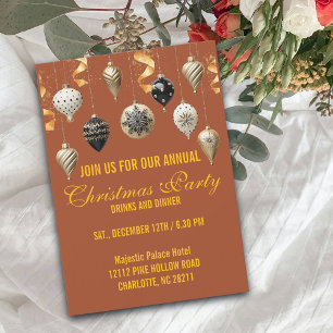 Invitation Boules de Noël Or et Noir