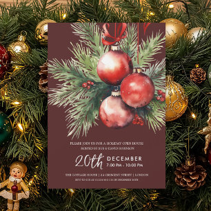 Invitation Boules de Noël peintes à la main pour la fête de f