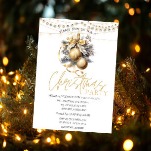 Invitation Boules étoiles de Noël chic élégantes de Noël
