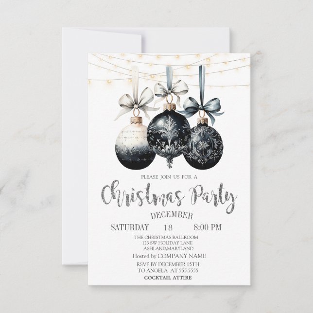 Invitation Boules noires, Lumières, Fête de Noël Plaid Buffal (Devant)