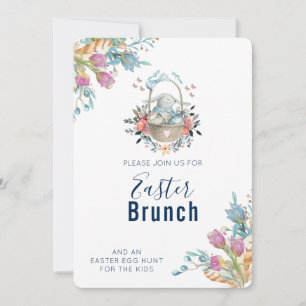 Invitation Boulet mignon en Panier & Fleurs de tulipe Brunch