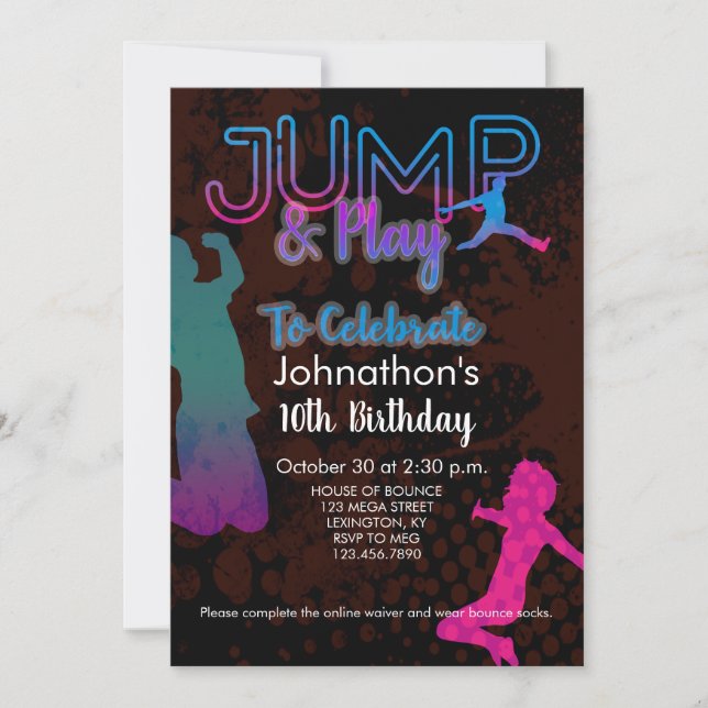 Invitation Bounce House Jump Party Trampoline Park Anniversai (Devant)