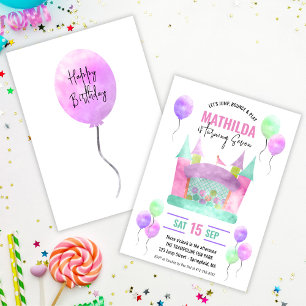 Invitation Bounce House Jump Trampoline Fille fête d'annivers