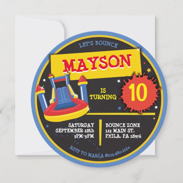 Invitation BOUNCE HOUSE SLIP and SLIDE Anniversaire (Devant)