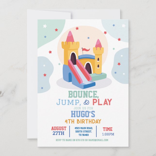 Invitation Bouncy Castle Anniversaire Fête Jump Bounce House (Devant)