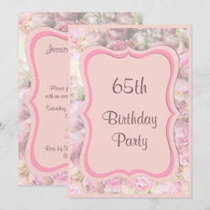 Invitation Bouquet à cadre élégant et romantique 65e annivers