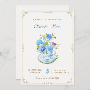Invitation Bouquet bleu mariage