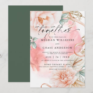 Invitation Bouquet d'aquarelle de Rose de corail
