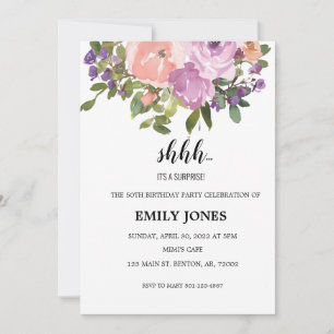Invitation Bouquet d'aquarelle rose pâle et fleuri surprenant