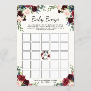 Invitation Bouquet de Bourgogne Bingo Baby shower