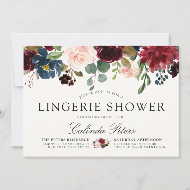 Invitation Bouquet de Bourgogne| Douche florale Lingerie (Devant)