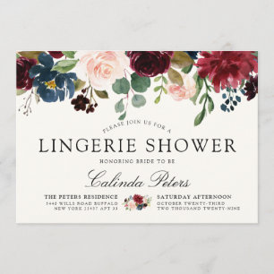 Invitation Bouquet de Bourgogne Douche florale Lingerie