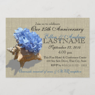 Invitation Bouquet de Coquillages Fête de plage pour le 25e a