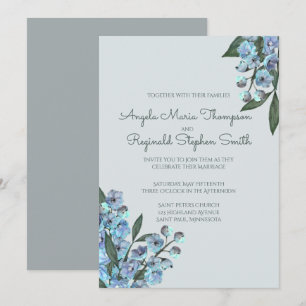 Invitation Bouquet de Delphinium Floral Bleu