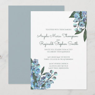 Invitation Bouquet de Delphinium Floral Bleu