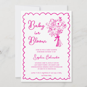 Invitation Bouquet de fleurs à la main fantaisie Baby en fleu