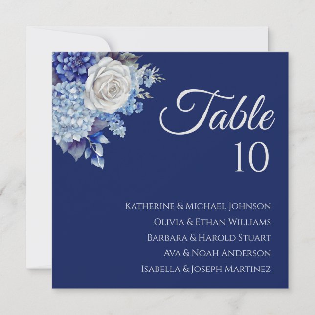 Invitation Bouquet de fleurs bleu aquarelle-Mariage (Devant)