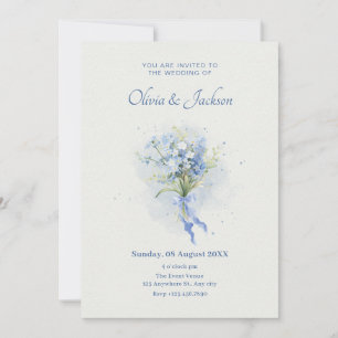 Invitation Bouquet de fleurs bleues mariage