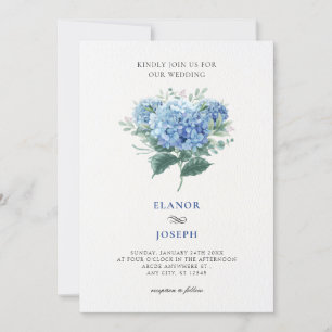 Invitation Bouquet de fleurs bleues mariage