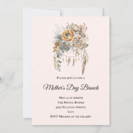 Invitation Bouquet de fleurs Boho en couleurs neutres Fête de