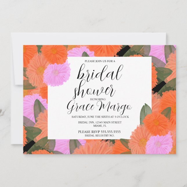Invitation Bouquet de Fleurs de Carnation Fleurie Aquarelle p (Devant)
