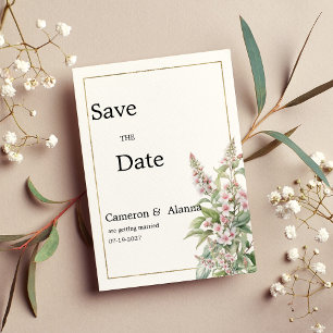 Invitation Bouquet de fleurs de menthe rose botanique Enregis