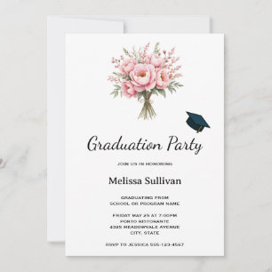 Invitation Bouquet de fleurs de pivoine rose joli diplôme