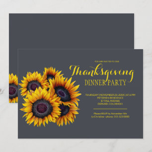 Invitation Bouquet de fleurs de soleil jaunes de la marine Fê