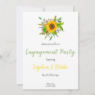 Invitation Bouquet de fleurs de tournesol White Engagement Pa