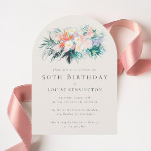 Invitation Bouquet de fleurs élégantes et modernes 50e annive
