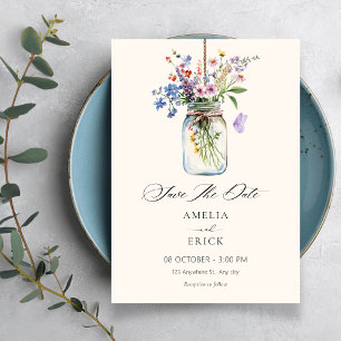 Invitation Bouquet de fleurs mariage minimaliste