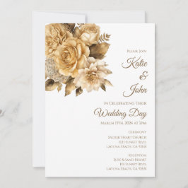 Invitation Bouquet de fleurs neutres - Mariage blanc