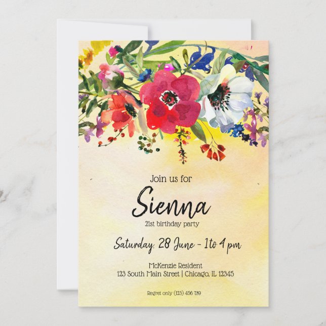 Invitation Bouquet de fleurs pour toutes les occasions (Devant)