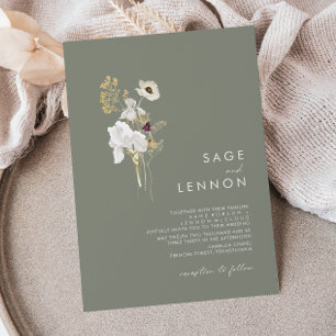 Invitation Bouquet de fleurs sauvages fantaisiste Mariage V