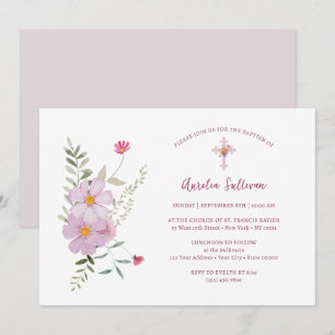Invitation Bouquet de fleurs sauvages simples Baptême
