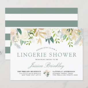 Invitation Bouquet de la Rose blanche  Douche florale Lingeri