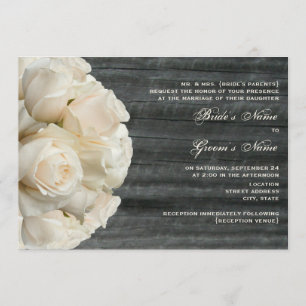 Invitation Bouquet de la Rose blanche et Mariage de Barnwood