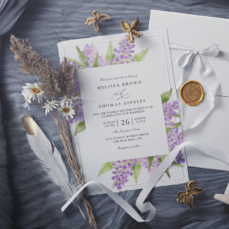 Invitation Bouquet de lilas à l'aquarelle Élégant mariage flo