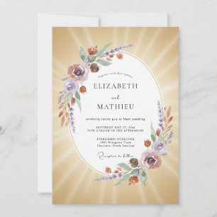 Invitation Bouquet de lilas doré Mariage eucalyptus