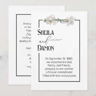 Invitation Bouquet de marguerites et de perles Renouvellement