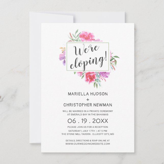Invitation Bouquet de mariage à l'aquarelle botanique pour un (Devant)