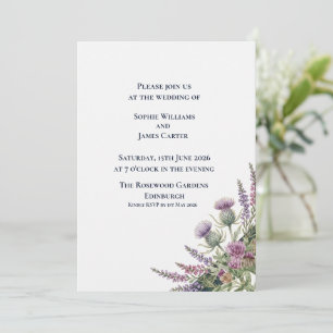 Invitation Bouquet de mariage au coin Lavande Chardon Écossai