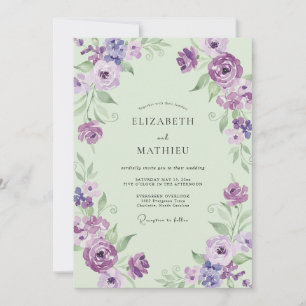 Invitation Bouquet de mariage Eucalyptus à la menthe améthyst