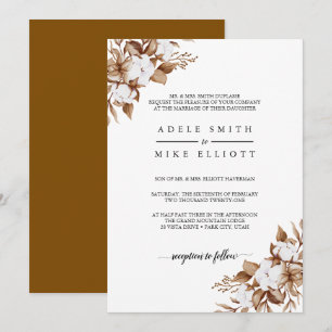 Invitation Bouquet de mariage moderne minimaliste d'herbe de 